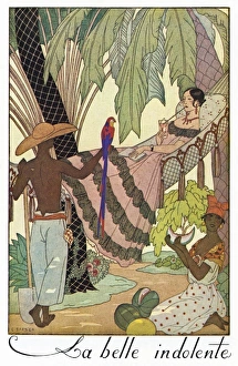 BARBIER: LA BELLE, 1923. La belle indolente. Fashion plate illustration by George Barbier BARBIER: LA BELLE, 1923. La belle indolente. Fashion plate illustration by George Barbier