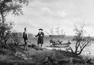 BIRCH: WILLIAM PENN, c1850. The Landing of William Penn. Oil on canvas by Thomas Birch BIRCH: WILLIAM PENN, c1850. The Landing of William Penn. Oil on canvas by Thomas Birch