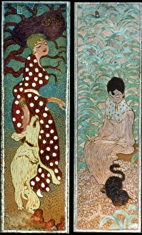 BONNARD: WOMEN, 1891. Women in the Garden 1. Distemper on paper backed with canvas by BONNARD: WOMEN, 1891. Women in the Garden 1. Distemper on paper backed with canvas by