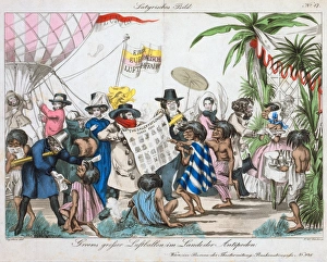 Cartoon satirizing the intended trans-Atlantic balloon voyage of Charles Green by showing Cartoon satirizing the intended trans-Atlantic balloon voyage of Charles Green by showing
