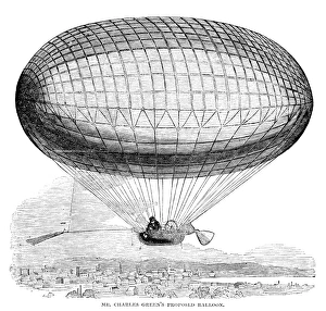 Charles Green's proposed design for a hot air balloon. Wood engraving, American, 1857 Charles Green's proposed design for a hot air balloon. Wood engraving, American, 1857