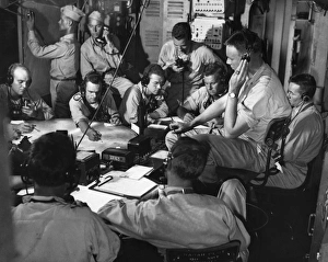 Chart room on board the USS Lexington aircraft carrier, as it moves into enemy waters Chart room on board the USS Lexington aircraft carrier, as it moves into enemy waters