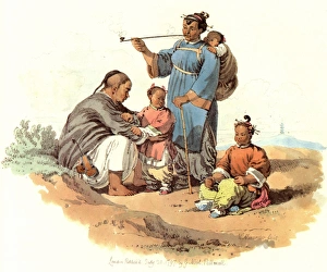 CHINA: PEASANT FAMILY, 1797. A peasant and his family, China: English lithograph CHINA: PEASANT FAMILY, 1797. A peasant and his family, China: English lithograph