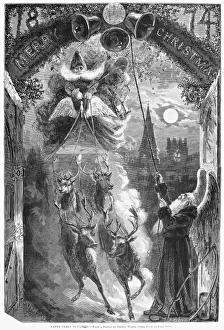 CHRISTMAS, 1874. 'Santa Claus is coming!' Engraving from a design by Thomas Worth CHRISTMAS, 1874. 'Santa Claus is coming!' Engraving from a design by Thomas Worth