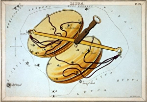 CONSTELLATION: LIBRA. Figuration of Libra. Line engraving by Sidney Hall from ' CONSTELLATION: LIBRA. Figuration of Libra. Line engraving by Sidney Hall from '