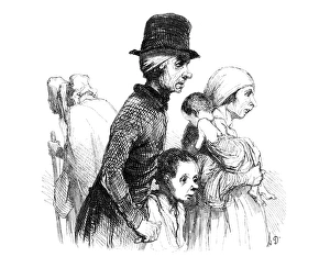 DAUMIER: BEGGARS, 1843. 'Les mendiants.' A family of beggars, consisting of a man DAUMIER: BEGGARS, 1843. 'Les mendiants.' A family of beggars, consisting of a man