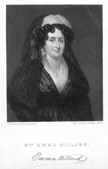 EMMA WILLARD (1787-1870). Nee Hart. American educator. Mezzotint, 1859, by John Sartain EMMA WILLARD (1787-1870). Nee Hart. American educator. Mezzotint, 1859, by John Sartain