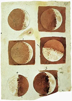 GALILEO: MOON. Sketches by Galileo of the moon as he saw it through the telescope GALILEO: MOON. Sketches by Galileo of the moon as he saw it through the telescope