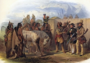 GERMAN PRINCE & MINATERRE. The Swiss artist, Karl Bodmer (at far right), and Prince GERMAN PRINCE & MINATERRE. The Swiss artist, Karl Bodmer (at far right), and Prince