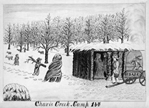 GOLD RUSH, 1859. Daniel Jenks' party at the campsite identified by the artist as GOLD RUSH, 1859. Daniel Jenks' party at the campsite identified by the artist as