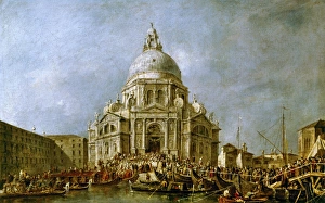 GUARDI: DOGE. The Doge Alvise IV at the Basilica di Santa Maria della Salute in Venice GUARDI: DOGE. The Doge Alvise IV at the Basilica di Santa Maria della Salute in Venice