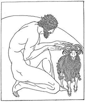 HOMER: THE ODYSSEY. Odysseus escaping from Polyphemus by concealing himself under HOMER: THE ODYSSEY. Odysseus escaping from Polyphemus by concealing himself under