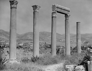 LEBANON: BYBLOS, c1925. Colonnade at Byblos, part of the Roman ruins of the ancient port LEBANON: BYBLOS, c1925. Colonnade at Byblos, part of the Roman ruins of the ancient port