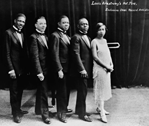 LOUIS ARMSTRONG (1900-1971). American musician. Louis Armstrongs band, the 'Hot Five LOUIS ARMSTRONG (1900-1971). American musician. Louis Armstrongs band, the 'Hot Five