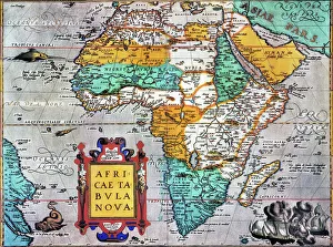 MAP OF AFRICA from the 1595 edition of Abraham Ortelius' atlas Theatrum Orbis Terrarum MAP OF AFRICA from the 1595 edition of Abraham Ortelius' atlas Theatrum Orbis Terrarum