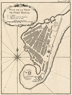 MAP: JAMAICA, 1764. French map of Port Royal, Jamaica, by Jacques Nicolas Bellin MAP: JAMAICA, 1764. French map of Port Royal, Jamaica, by Jacques Nicolas Bellin