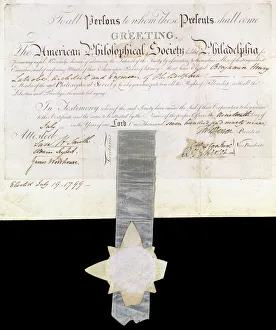Membership certificate of the American Philosophical Society issued to Benjamin Henry Membership certificate of the American Philosophical Society issued to Benjamin Henry