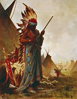 NATIVE AMERICAN AND RIFLE. 'White Mans Weapon NATIVE AMERICAN AND RIFLE. 'White Mans Weapon