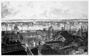 NEW YORK, c1836. New York viewed from Brooklyn Heights. Aquatint by W.J. Bennett NEW YORK, c1836. New York viewed from Brooklyn Heights. Aquatint by W.J. Bennett