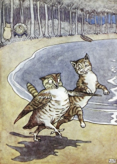 OWL AND THE PUSSYCAT. Illustration by Leslie Brook (1862-1940) for Edward Lear's ' OWL AND THE PUSSYCAT. Illustration by Leslie Brook (1862-1940) for Edward Lear's '