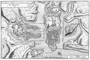Plan of the city and harbor of Valletta and environs, showing the fortifications existing Plan of the city and harbor of Valletta and environs, showing the fortifications existing