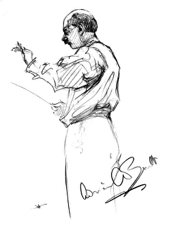 SIR ADRIAN BOULT (1889-1983). English conductor. Pencil drawing, c1935, by Hilda Wiener SIR ADRIAN BOULT (1889-1983). English conductor. Pencil drawing, c1935, by Hilda Wiener