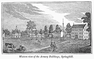 SPRINGFIELD, 1839. Western view of the Armory buildings, Springfield, Masachusetts SPRINGFIELD, 1839. Western view of the Armory buildings, Springfield, Masachusetts