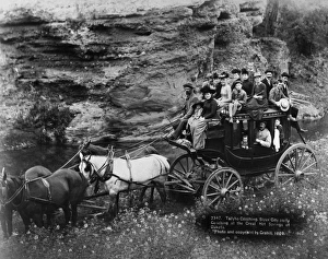 STAGECOACH, 1889. 'Tallyho Coaching. Sioux City party Coaching at the Great Hot STAGECOACH, 1889. 'Tallyho Coaching. Sioux City party Coaching at the Great Hot