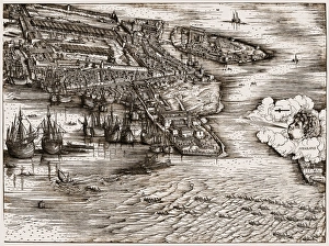VENICE: HARBOR, c1500. Ships in the harbor of Venice. Detail of Jacopo Barbaris Bird' VENICE: HARBOR, c1500. Ships in the harbor of Venice. Detail of Jacopo Barbaris Bird'