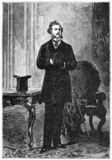 VERNE: AROUND THE WORLD. The protagonist, Phileas Fogg. Wood engraving after Alphonse de VERNE: AROUND THE WORLD. The protagonist, Phileas Fogg. Wood engraving after Alphonse de