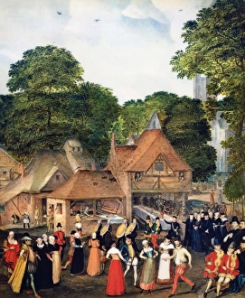 Wedding celebration at Bermondsey, England. Painting, c1600, by Joris Hoefnagel Wedding celebration at Bermondsey, England. Painting, c1600, by Joris Hoefnagel