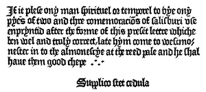 WILLIAM CAXTON AD Advertisement offering one of his books for sale 'good chepe' WILLIAM CAXTON AD Advertisement offering one of his books for sale 'good chepe'