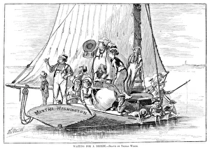 YACHTING, 1879. 'Waiting for a breeze.' Engraving from a drawing by Thomas Worth YACHTING, 1879. 'Waiting for a breeze.' Engraving from a drawing by Thomas Worth