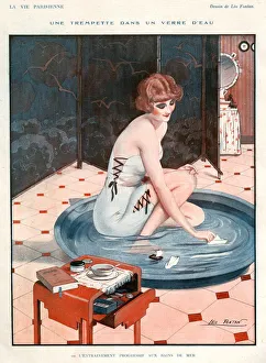 La Vie Parisienne 1924 1920s France Leo Fontan illustrations paper boats ships paddling La Vie Parisienne 1924 1920s France Leo Fontan illustrations paper boats ships paddling