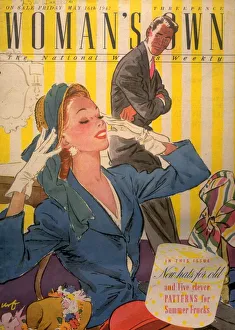 Woman's Own 1947 1940s UK husbands and wives shopping womens hats covers magazines Woman's Own 1947 1940s UK husbands and wives shopping womens hats covers magazines
