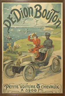 Advertisement for car depicting La Belle Otero at wheel and Michel Zelete Advertisement for car depicting La Belle Otero at wheel and Michel Zelete