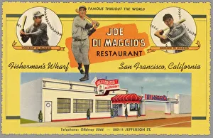 Advertisement for Joe DiMaggios Restaurant. ca. 1940, San Francisco, California, USA Advertisement for Joe DiMaggios Restaurant. ca. 1940, San Francisco, California, USA
