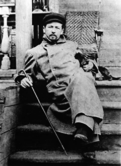 Anton chekhov, russian author, with his dachshund quinine, may 1897, at melikhovo Anton chekhov, russian author, with his dachshund quinine, may 1897, at melikhovo
