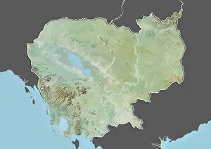 Cambodia, Relief Map With Border and Mask Cambodia, Relief Map With Border and Mask