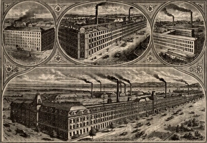 Factories of the Singer Sewing Machine Company. Top left: Cabinet works at Govan, Glasgow Factories of the Singer Sewing Machine Company. Top left: Cabinet works at Govan, Glasgow