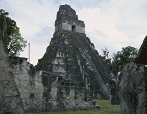 Guatemala, El Peten, Tikal National Park, Temple of the Great Jaguar at archaeological Guatemala, El Peten, Tikal National Park, Temple of the Great Jaguar at archaeological