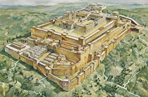 High angle view of a palace and a temple, Solomon's Palace, Solomon's Temple High angle view of a palace and a temple, Solomon's Palace, Solomon's Temple