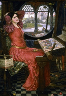 I am Half Sick of Shadows, said the Lady of Shalott (1915). Illustration of Tennyson's I am Half Sick of Shadows, said the Lady of Shalott (1915). Illustration of Tennyson's