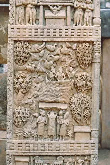 India, Madhya Pradesh, Sanchi, Great Stupa, detail of east side gateway (1st Century bC) India, Madhya Pradesh, Sanchi, Great Stupa, detail of east side gateway (1st Century bC)