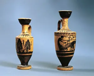 Italy, Calabria, Black-figure Attic Lekythoi (vases used to store oil) from the grave no Italy, Calabria, Black-figure Attic Lekythoi (vases used to store oil) from the grave no