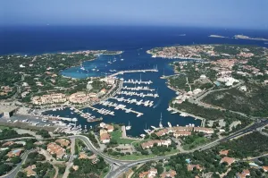 Italy, Sardinia, Costa Smeralda, Province of Olbia-Tempio, Aerial view of Porto Cervo Italy, Sardinia, Costa Smeralda, Province of Olbia-Tempio, Aerial view of Porto Cervo