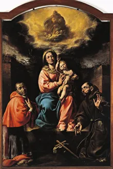 Italy, Varallo, painting of Madonna and Child with Saint Francis and Saint Charles Italy, Varallo, painting of Madonna and Child with Saint Francis and Saint Charles
