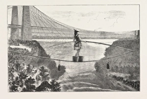 Mdlle. Spelterini Crossing the Niagara River on a Tight Rope, the Niagara River Mdlle. Spelterini Crossing the Niagara River on a Tight Rope, the Niagara River