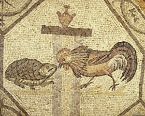 Patriarchal Basilica of Saint Mary, 4th-century mosaic flooring representing a cock Patriarchal Basilica of Saint Mary, 4th-century mosaic flooring representing a cock