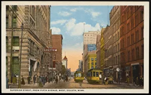 Postcard of Superior Street. ca. 1910, SUPERIOR STREET, FROM FIFTH AVENUE, WEST, DULUTH Postcard of Superior Street. ca. 1910, SUPERIOR STREET, FROM FIFTH AVENUE, WEST, DULUTH